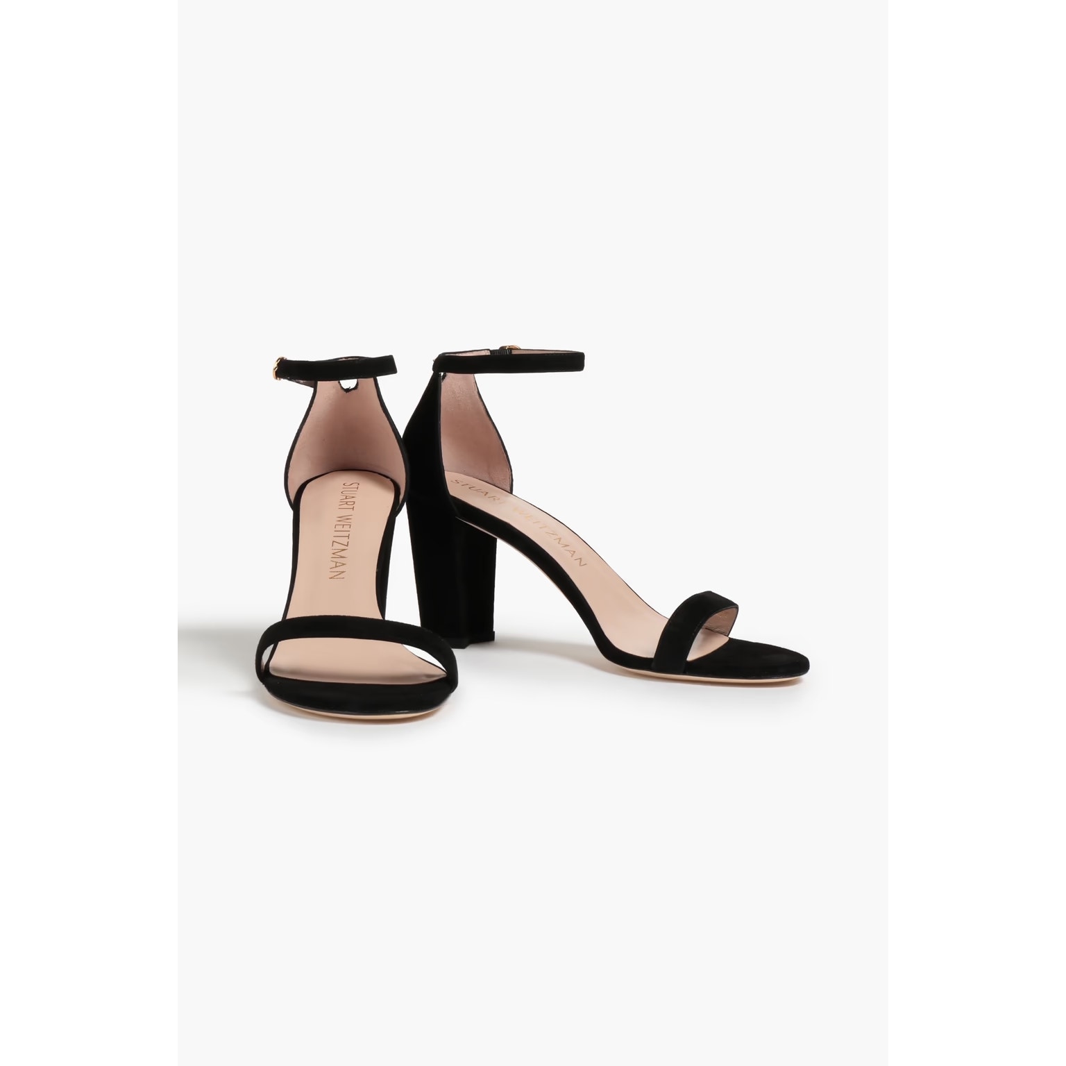 Nwob Stuart Weitzman Nudistcurve Black Suede Block Heel Sandals